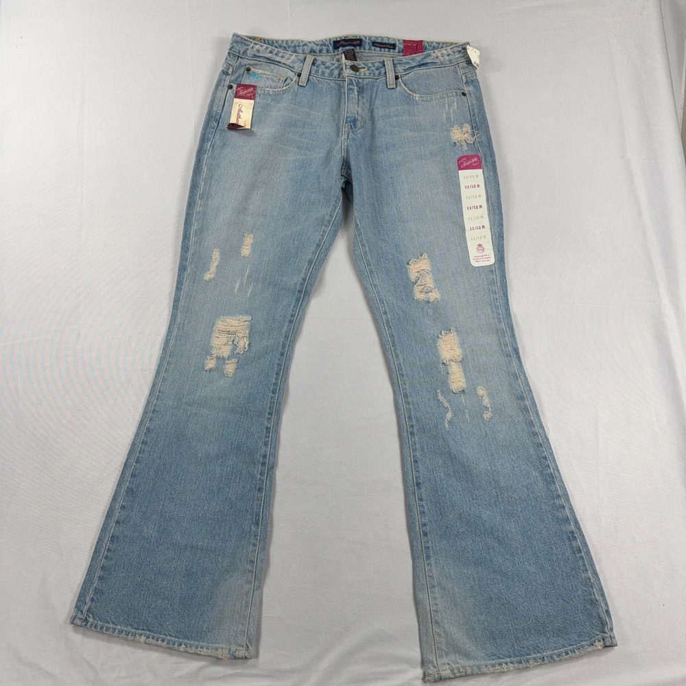 Y2K Aeropostale Authentic Flare Jeans Distressed Low Rise Denim NWT Size 11/12 R